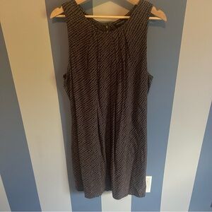 Lucky Brand Purple Black Ditsy Diamond Sleeveless Boho Pocket Dress L